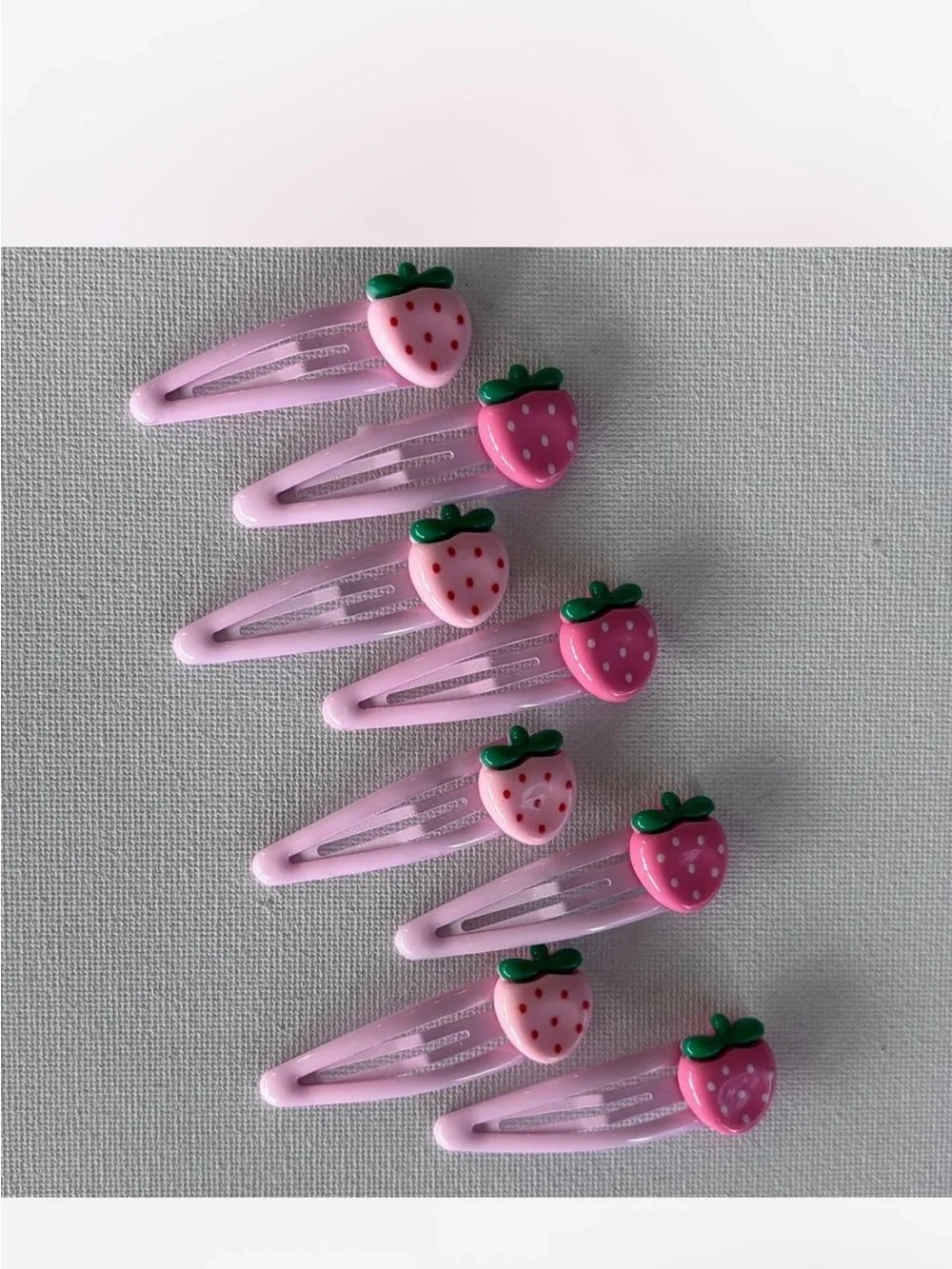 Set of Pink Strawberry Snap Hair Clips